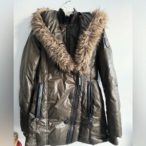 Atelier Noir Women's Brown Fur-Trimmed Jacket division of rudsak